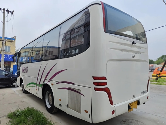 Autobús más alto usado KLQ6856 del autobús de Yuchai del motor 200hp del portaequipajes 37 de los asientos del color de la impulsión blanca comercial de la mano izquierda