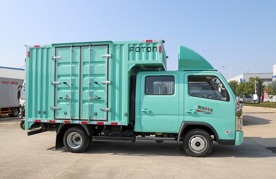 Camiones usados de carga ligera de 2,7 metros Caja de contenedores 2 + 3 asientos Cabina doble Marca china Foton