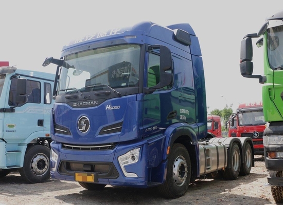 Unidad de tractores Camiones de color azul Cabina de techo alto 480hp Shacman H6000 Prime Mover Caja de cambios rápida
