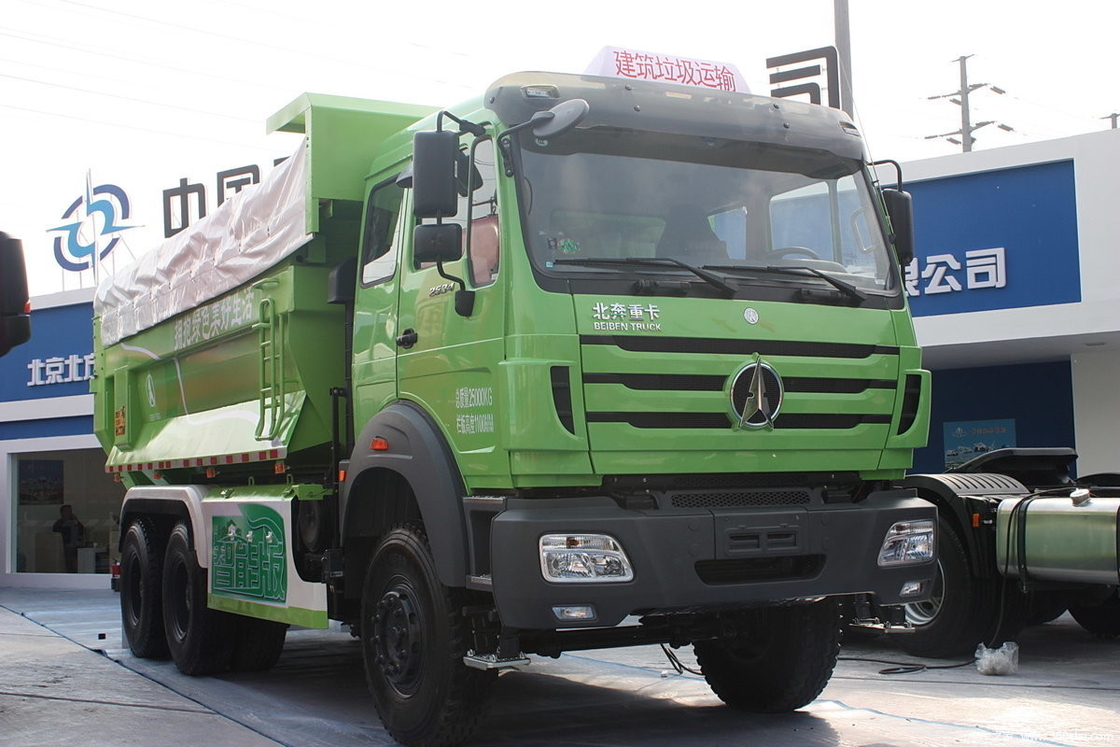6*4 Modo de conducción Camiones de construcción usados Beiben 336hp Dirección izquierda Euro 4 Cabina plana