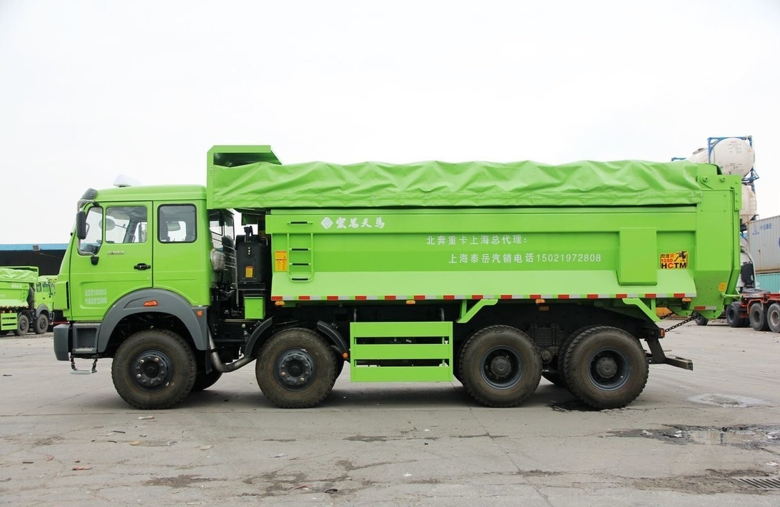 Beiben 8x4 Muck Tipper Camiones pesados usados Cabina de fila única y media 12 llantas