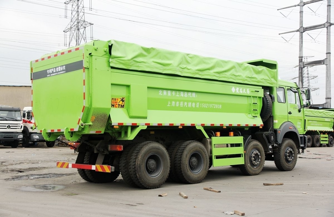 Beiben 8x4 Muck Tipper Camiones pesados usados Cabina de fila única y media 12 llantas