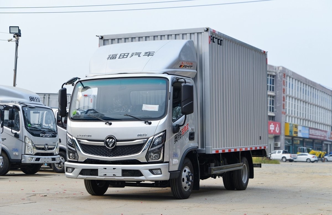 Camiones ligeros usados de carga de Foton de 4,14 metros de largo caja neumáticos traseros dobles