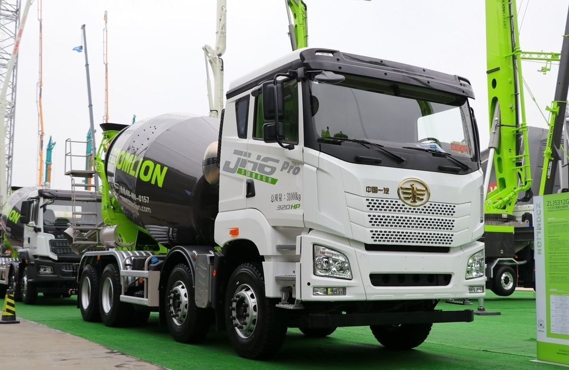 Euro 5 Jiefang camión de mezcla de hormigón usado 320hp 8 * 4 modo de conducción 8 neumáticos cúbicos 12