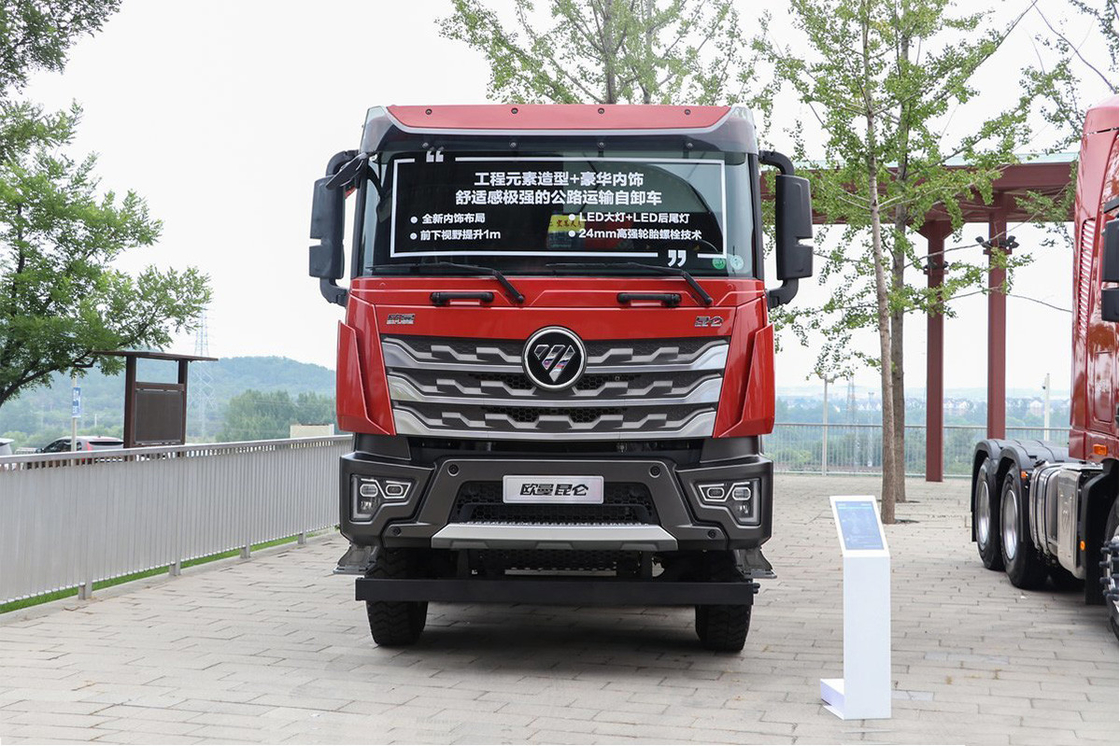 Camión Foton 15 toneladas 580 caballos de fuerza 8X4 7.6M Cuerpo rojo doble eje trasero Caja de carga en forma de U