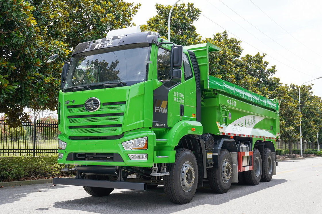 FAW Jiefang Dump Truck J6L Camión pesado Diesel 10 Gear 350hp 8X4 Bolsa de aire de absorción de choques asiento caja de descarga