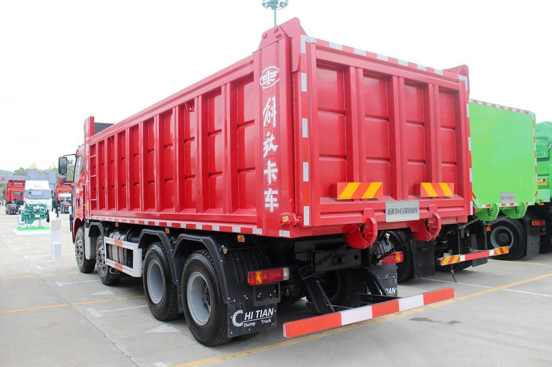 FAW Jiefang Dump Truck J6M Camión pesado Diesel 350hp asiento de fila única superior plano 8X4 6.5m Caja de carga trasera