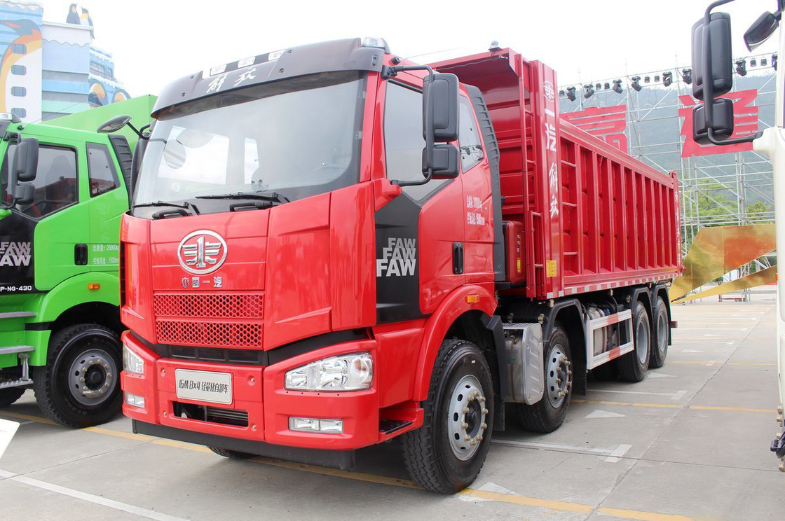 FAW Jiefang Dump Truck J6M Camión pesado Diesel 350hp asiento de fila única superior plano 8X4 6.5m Caja de carga trasera