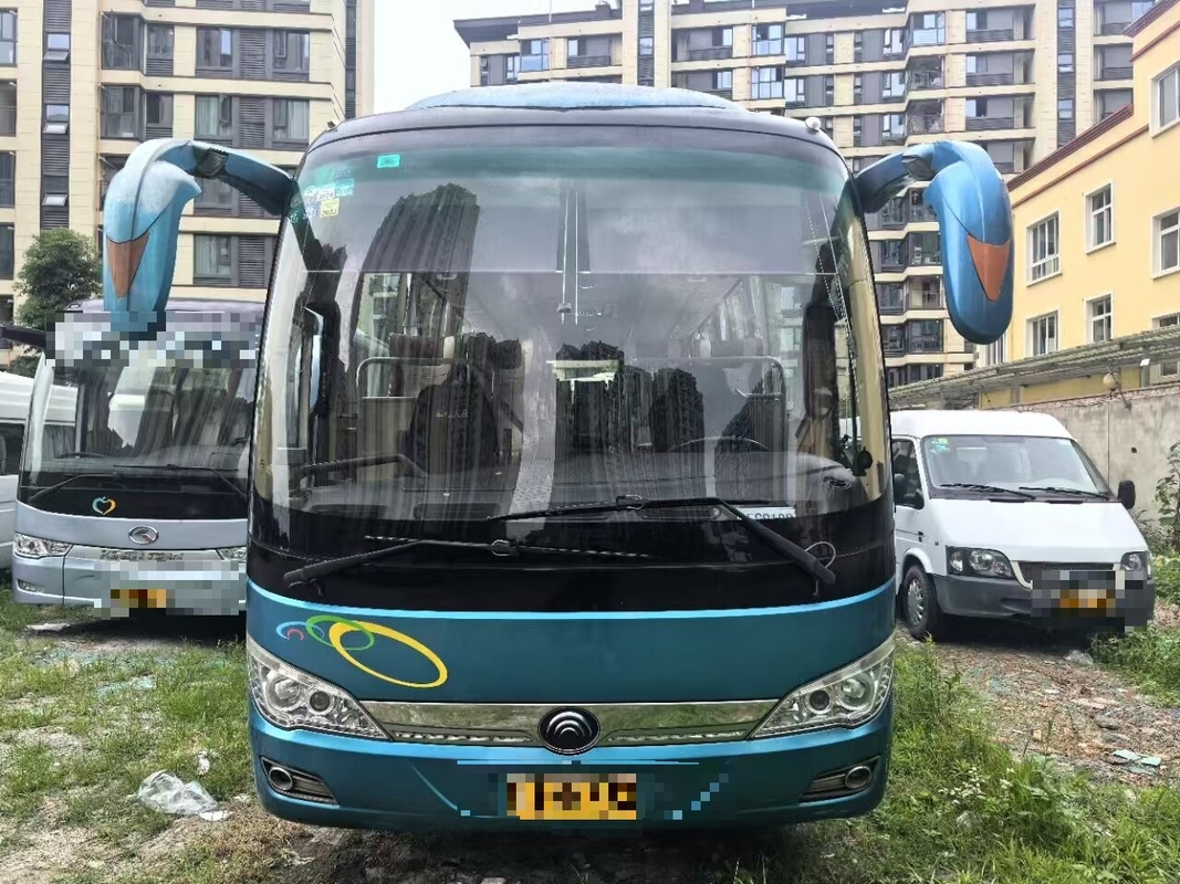 Autobús de lujo K6906 azul A/C motor diesel hoja 39 asientos suspensión de resorte larga distancia