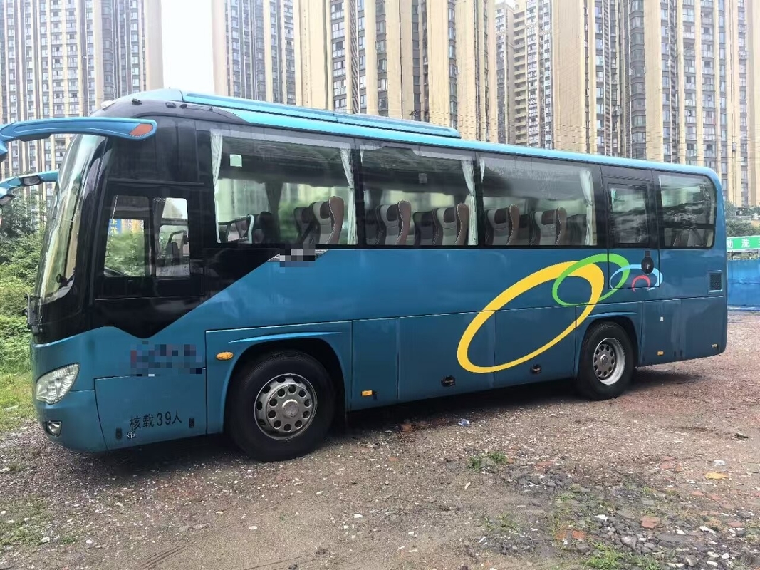 Autobús de lujo K6906 azul A/C motor diesel hoja 39 asientos suspensión de resorte larga distancia