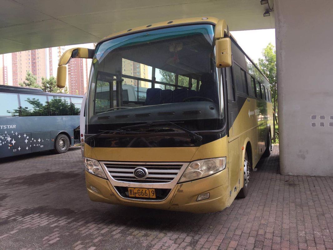 El motor delantero diesel utilizó el modelo amarillo de la impulsión de la mano izquierda de los asientos del autobús ZK6112D 52 de Yutong