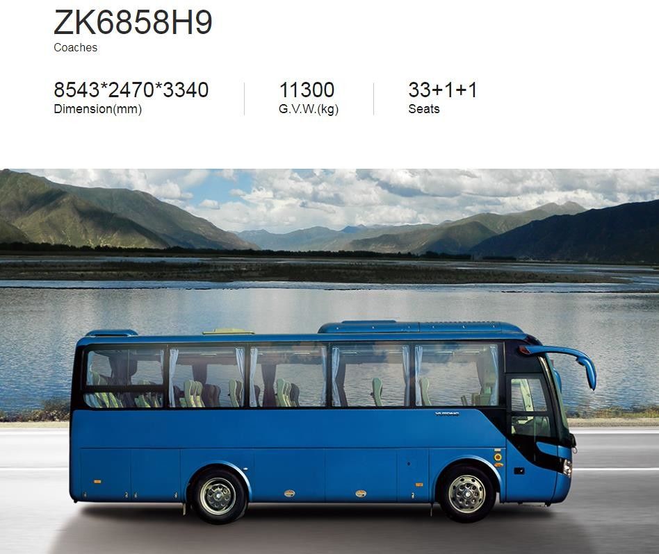 6 asientos posteriores ZK6858 del motor 35 del autobús a estrenar del yutong del neumático con precio del disoucnt en la promoción