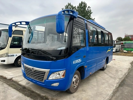 Los pequeños azules usados del autobús colorean 25 asientos que el motor 130hp de Yuchai que resbala la mano izquierda de Windows conduce el autobús DFA6660 de Dongfeng