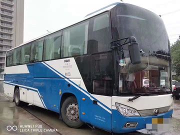 Blanco azul usado Yutong diesel del autobús de los asientos del autobús 55 del práctico de costa de LHD 2014 años ZK6118