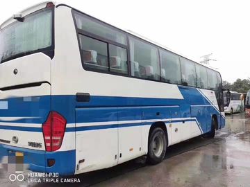 Blanco azul usado Yutong diesel del autobús de los asientos del autobús 55 del práctico de costa de LHD 2014 años ZK6118