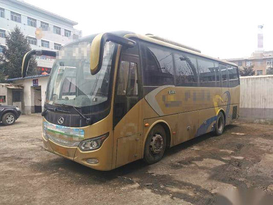38 bus turístico usado izquierdo de Kinglong de la dirección del motor seis de Yuchai de los asientos de los cilindros 270hp V del chasis euro posterior del saco hinchable XMQ6901