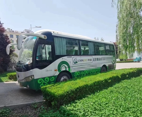Bus turístico usado 147kw derecho de Yuchai del coche de la dirección del motor posterior del autobús ZK6809 35seats de Yutong